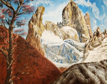 Fitz Roy mountain, Transilvania, South America Pintura titulada "Fitz Roy mountain,…" por Mevlida Sofic, Obra de arte original, Oleo