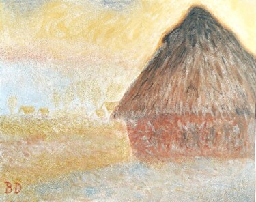 Malerei mit dem Titel "MEULE SOLEIL COUCHA…" von Bertrand Delogne, Original-Kunstwerk, Öl Auf Keilrahmen aus Holz montiert