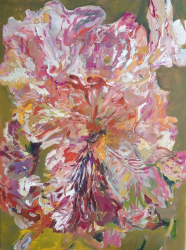 绘画 标题为“One Flower” 由Irene Van Den Bos, 原创艺术品, 油 安装在其他刚性面板上