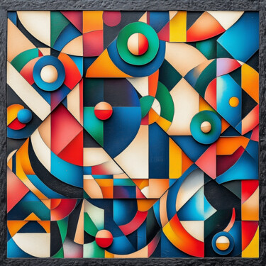 Sculptural Depth in Geometric Composition Digital Arts titled "Sculptural Depth in…" by Alberto Capitani, Original Artwork, AI generated image