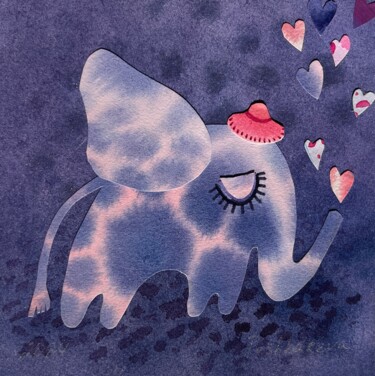 제목이 "Elephant 3"인 미술작품 Valentina Pushkareva로, 원작, 콜라주