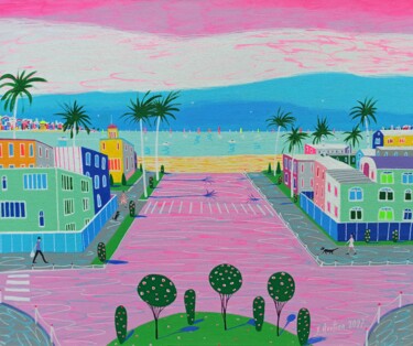 Gorgeous Sunset In California Pintura intitulada "Gorgeous Sunset In…" por Katrina Avotina, Obras de arte originais, Acrílico