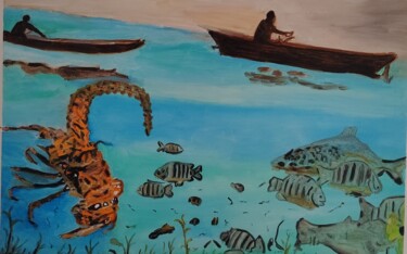 绘画 标题为“The Fisher men” 由Petit Levu Francois, 原创艺术品, 油