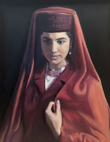 绘画 标题为“Tajik girl” 由Wenze Zhang, 原创艺术品, 油 安装在木质担架架上