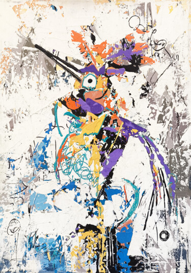 Birdsong in Abstract Painting titled "Birdsong in Abstract" by Ruben Ghulyan, Original Artwork, Oil Mounted on Wood Stretcher frame