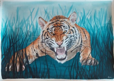 绘画 标题为“Tiger in the jungle” 由Jessica Altera, 原创艺术品, 水彩
