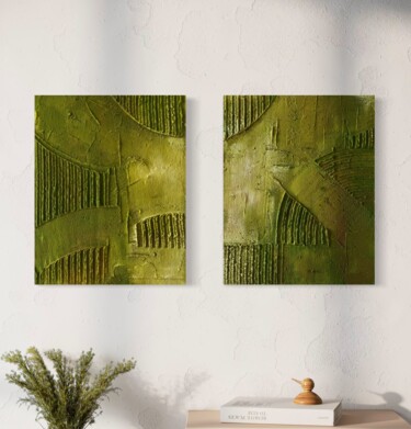 Schilderij getiteld "Diptych of Textured…" door Katarina Deviatkina, Origineel Kunstwerk, Acryl