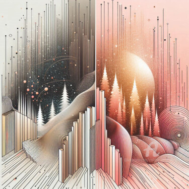 Digital Arts titled "De l'aube à la nuit" by Corinne Sassi (Cjr sassi), Original Artwork, AI generated image