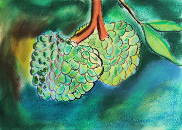 Painting titled "Annona Squamosa" by Paul Riedel, Original Artwork, Watercolor