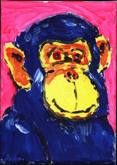 Malerei mit dem Titel "Blue Monkey" von Dieter Hamm, Original-Kunstwerk, Acryl