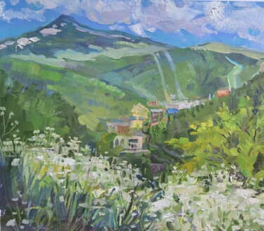 Mounting summer landscape Картина под названием "Mounting summer lan…" - Maria Iakovleva, Подлинное произведение искусства, Масло Установлен на картон