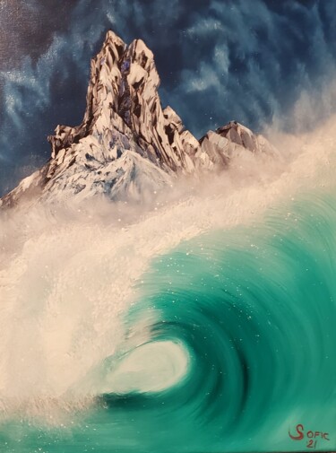 绘画 标题为“Wave  and  mountain” 由Mevlida Sofic, 原创艺术品, 油
