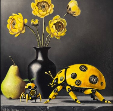 绘画 标题为“„Nature morte dans…” 由Mihai Ionescu, 原创艺术品, 油 安装在木质担架架上