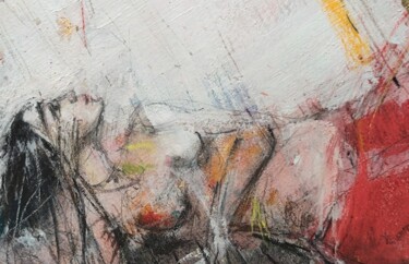Red Painting titled "Red" by Andrea Muceku, Original Artwork, Acrylic Mounted on Cardboard