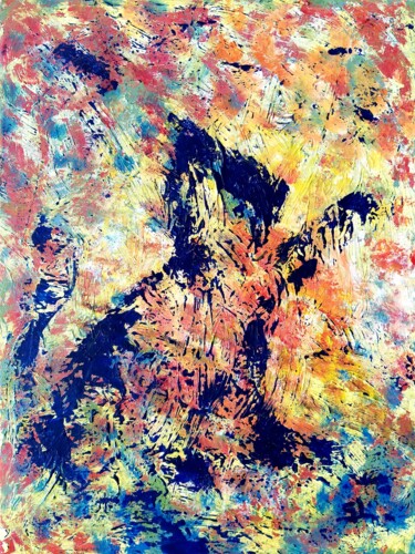 Ζωγραφική με τίτλο "Le Chat - peinture…" από Sandrine Lefebvre, Αυθεντικά έργα τέχνης, Ακρυλικό Τοποθετήθηκε στο Ξύλινο φορε…