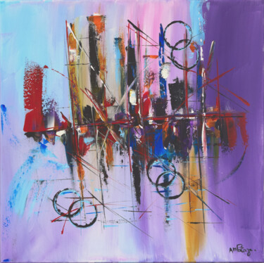 Painting titled "Cité Aérienne II" by Anne Marie Palaze, Original Artwork, Acrylic