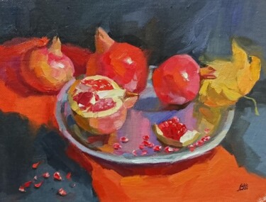 "Натюрморт с граната…" başlıklı Tablo Valeria Levencova tarafından, Orijinal sanat, Petrol Karton üzerine monte edilmiş