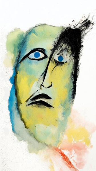 数字艺术 标题为“face engaging compo…” 由Si Levin, 原创艺术品, AI生成的图像 安装在artwork_cat.上