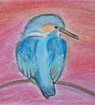 Tekening getiteld "Ijsvogel" door Ilona Beks, Origineel Kunstwerk, Pastel