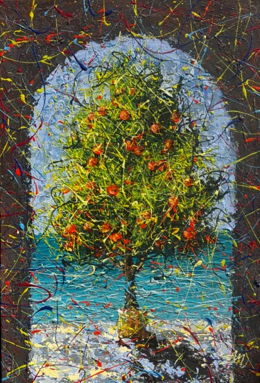 Tree of Abundance (stretched) 绘画 标题为“Tree of Abundance (…” 由Nadiia Antoniuk, 原创艺术品, 丙烯 安装在木质担架架上