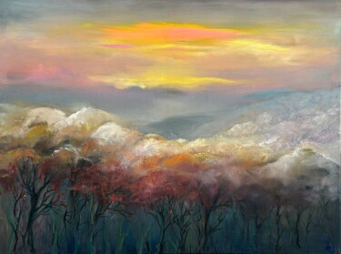 Peinture intitulée "Earth clouds" par Inga Veilande, Œuvre d'art originale, Huile Monté sur Châssis en bois