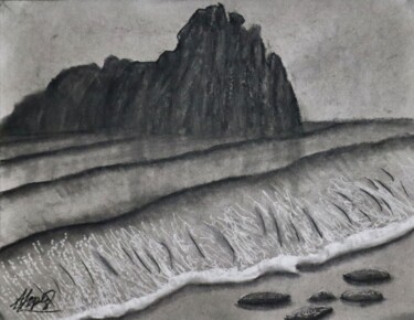 Waves of goodbye 002 Disegno intitolato "Waves of goodbye 002" da Alicia Lopez, Opera d'arte originale, Carbone