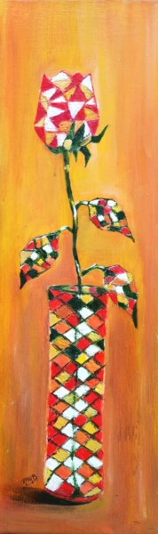 Peinture intitulée "Rose mosaïquée" par Nora M.B., Œuvre d'art originale, Acrylique