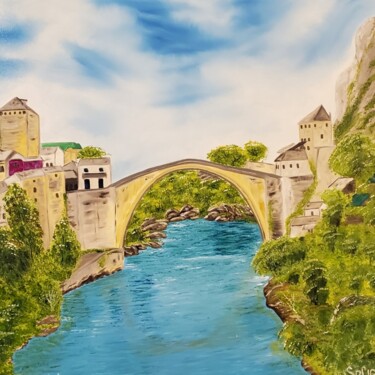 "Old bridge in Mosta…" başlıklı Tablo Mevlida Sofic tarafından, Orijinal sanat, Petrol