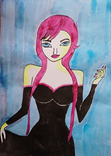Tekening getiteld "Widow" door Ashton Knighting, Origineel Kunstwerk, Inkt