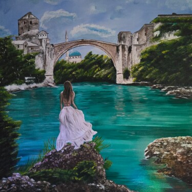 제목이 "Old bridge in Mosta…"인 미술작품 Mevlida Sofic로, 원작, 기름