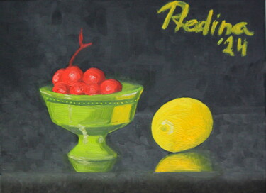 Peinture intitulée "Bright fruits in da…" par Krsart, Œuvre d'art originale, Huile