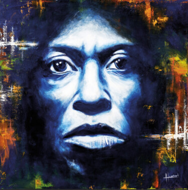 Peinture intitulée "Miles Davis Jazz em…" par Hervé Rubeaud, Œuvre d'art originale, Huile Monté sur Châssis en bois