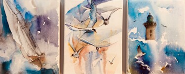 绘画 标题为“Sturm Triptychon (S…” 由Elizaveta Kirzhner, 原创艺术品, 水彩