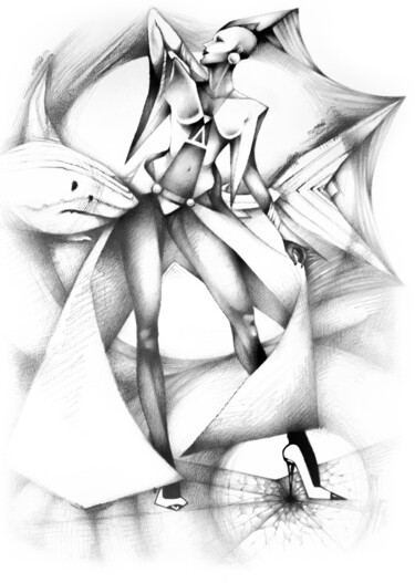 The shark controls 图画 标题为“The shark controls” 由O-Hido Sonia Art, 原创艺术品, 石墨