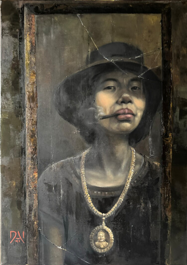 Painting titled "The Old Mirror." by Denis Naumenko, Original Artwork, Oil
