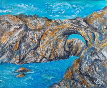 Peinture intitulée "Castel Dinn, Crozon" par Virginie Le Roy, Œuvre d'art originale, Huile Monté sur Châssis en bois