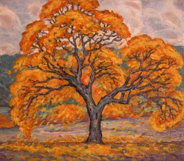 Painting titled "An old apple tree" by Valerii Oliinyk, Original Artwork, Oil