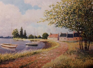 Peinture intitulée "Crique vers Loctudy" par Jm Guenard, Œuvre d'art originale, Huile