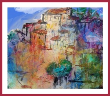 Digital Arts titled "Village provençal d…" by Jacky Patin, Original Artwork, Digital Painting