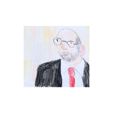 绘画 标题为“Charles Michel 2” 由Irfan Ajvazi, 原创艺术品, 标记 安装在木质担架架上
