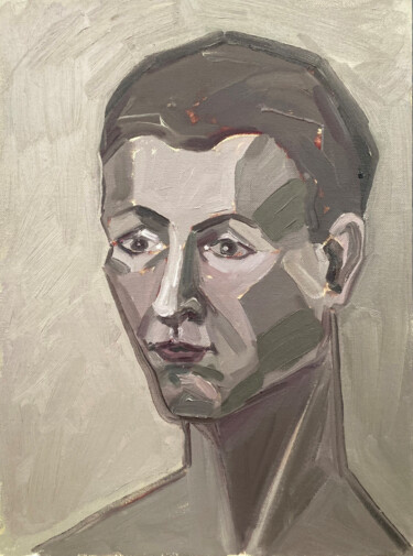 FEMALE PORTRAIT IN GRAY Ζωγραφική με τίτλο "FEMALE PORTRAIT IN…" από Marina Zubkova, Αυθεντικά έργα τέχνης, Λάδι Τοποθετήθηκε στο Χαρτόνι