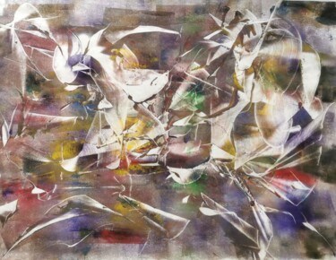 Peinture intitulée "Déflagrations 10" par Philaée, Œuvre d'art originale, Monotype Monté sur Carton