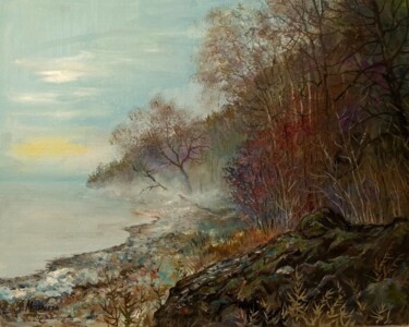 Картина под названием "Туманное утро" - Татьяна Москалева, Подлинное произведение искусства, Масло