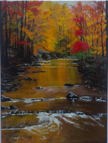 Painting titled "autumn zen" by Maryna Krasilovska Blasizza, Original Artwork, Acrylic