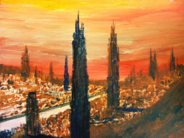 Schilderij getiteld "The end of summer" door Milto Sideris, Origineel Kunstwerk, Acryl Gemonteerd op Andere stijve panelen
