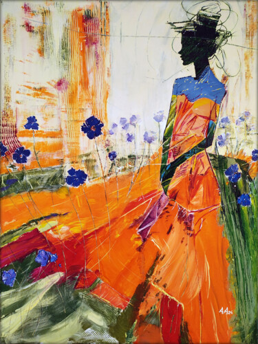 At a tram stop 绘画 标题为“At a tram stop” 由Alexander Aksyonov, 原创艺术品, 丙烯 安装在木质担架架上