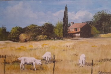 Peinture intitulée "moutons à Barbebelle" par Lise Buissart, Œuvre d'art originale, Acrylique