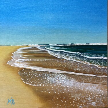 Painting titled "Océan IV" by M'Do, Original Artwork, Acrylic Mounted on Cardboard