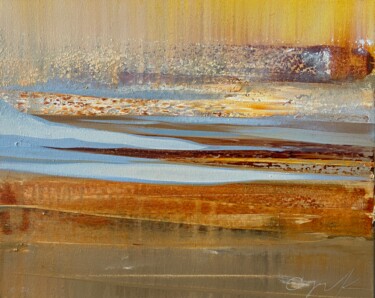 Painting titled "Subjective landscap…" by Katsiaryna Sumarava, Original Artwork, Oil Mounted on Wood Stretcher frame
