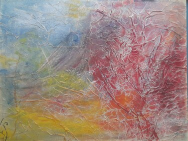 Painting titled "Abstraction #66" by Denise Fourier, Original Artwork, Oil Mounted on Wood Stretcher frame